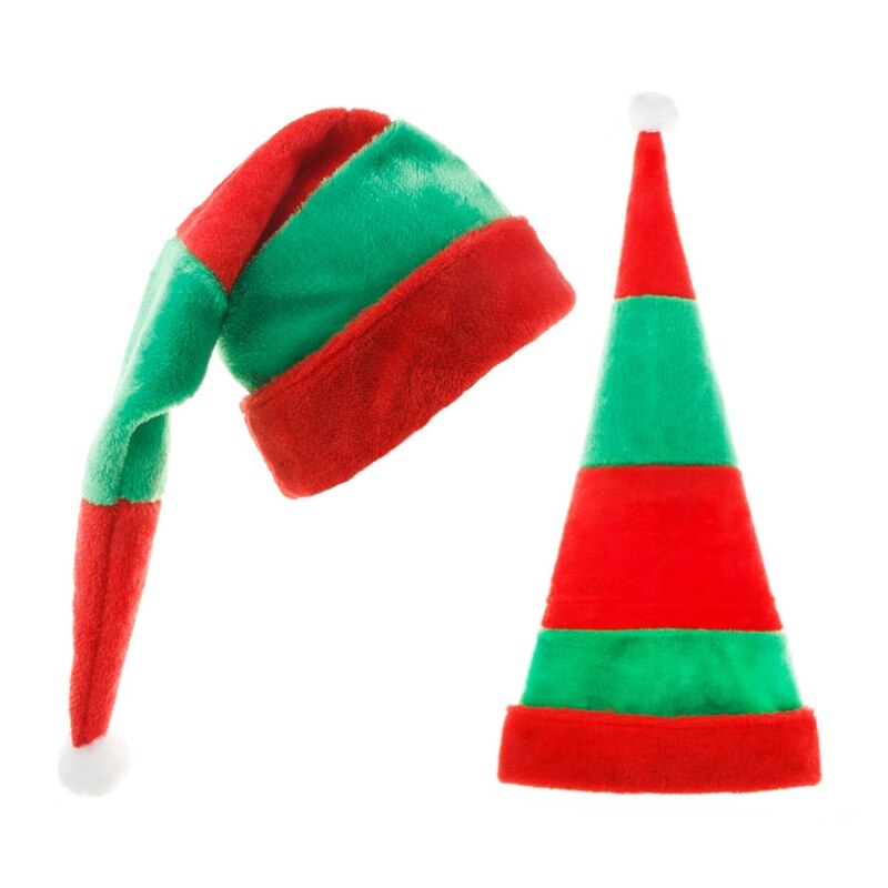클래식 크리스마스 산타 엘프 모자 산타 클로스 모자 긴 줄무늬 모자 크리스마스 밤 M6CD